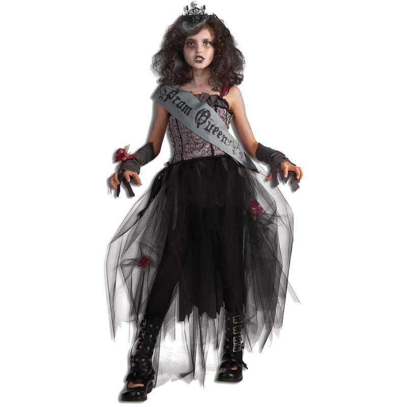 Halloween costume horror gothic prom queen for kids S