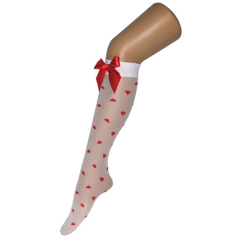 Knee socks with heart and bow