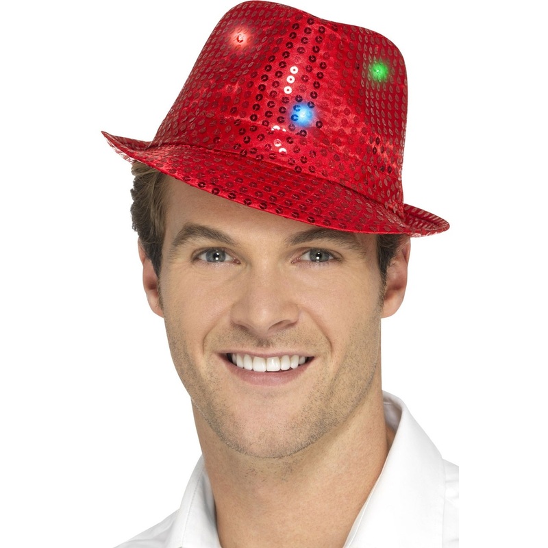 LED shining sequin hat red