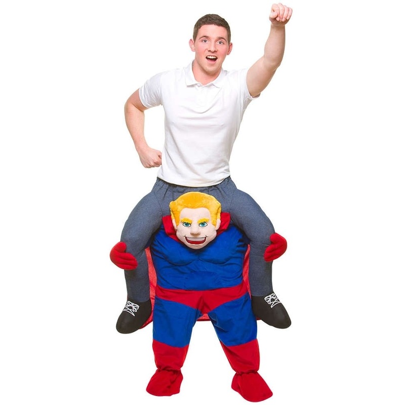 Piggyback on superhero costume