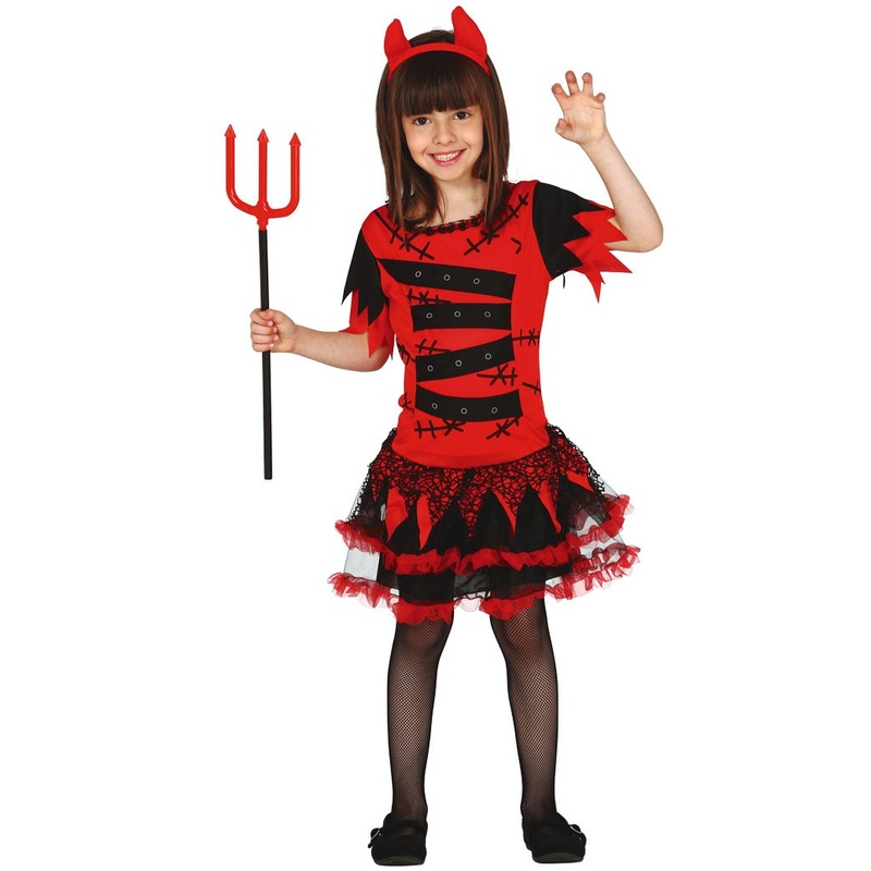 Red devil dress Almira for girls