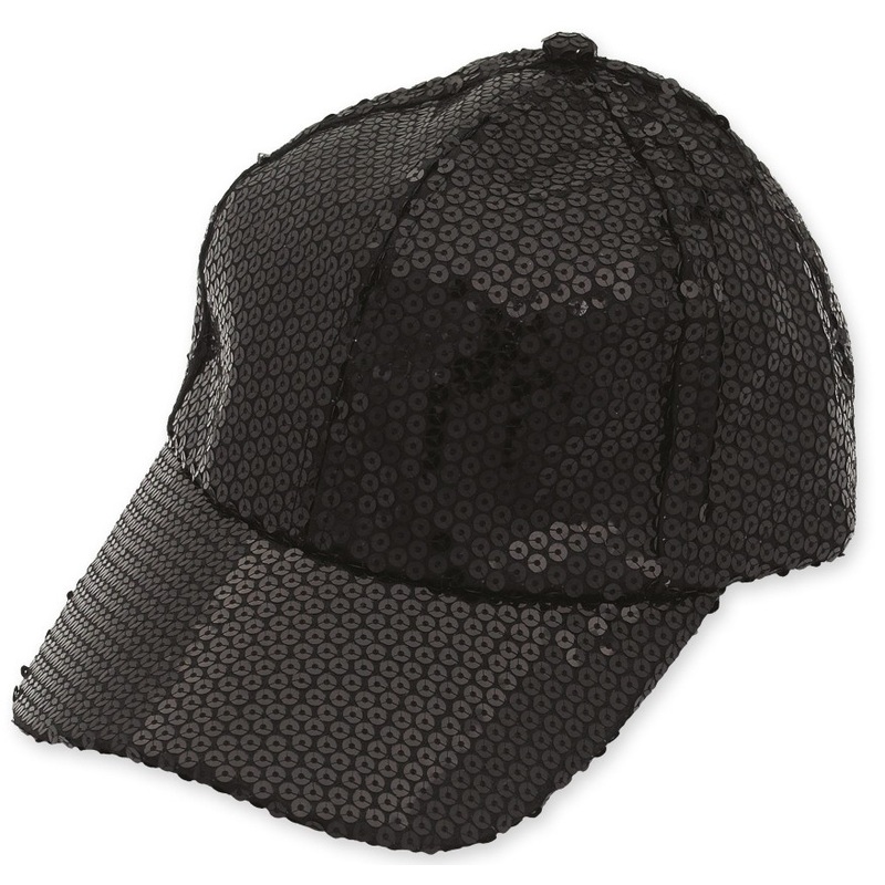 Sequin cap in black
