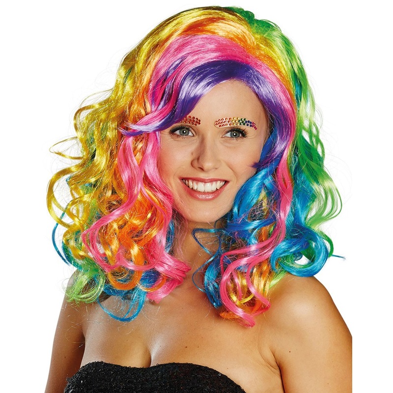 Rainbow party womens wig