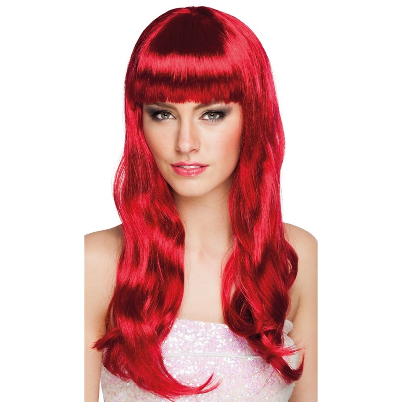 Ruby red wig with bangs