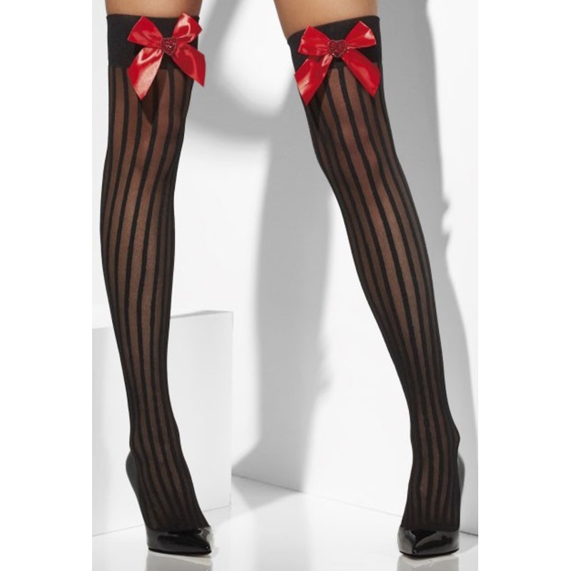 Sexy stockings with stripes and bows