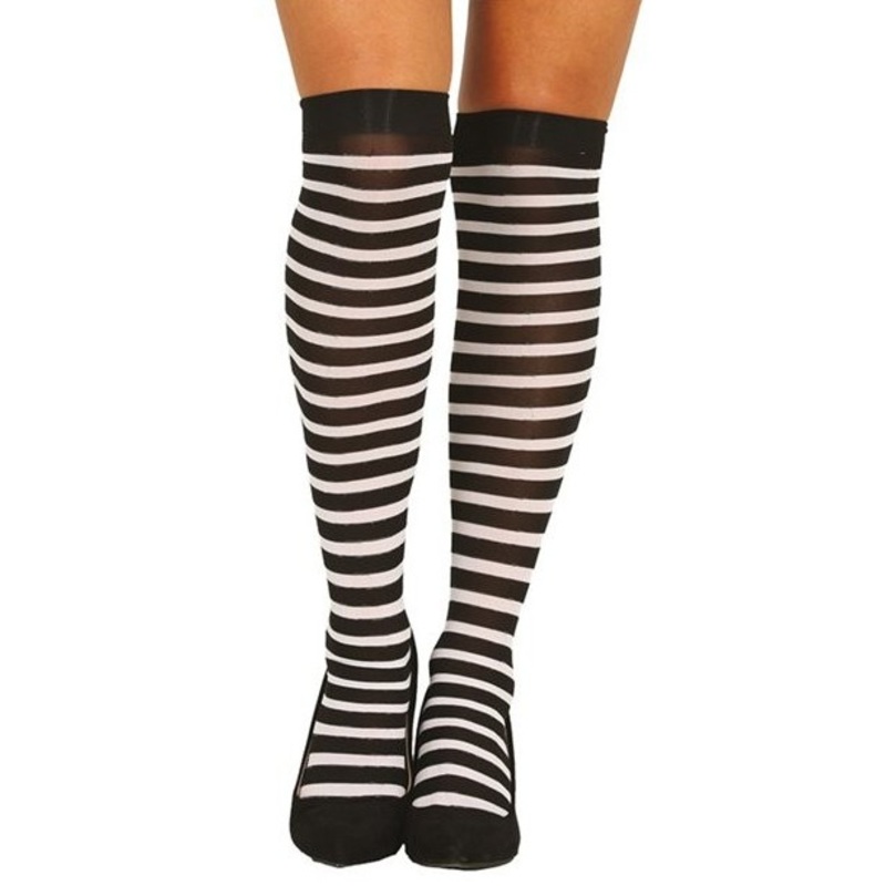 Black and white ringed knee socks