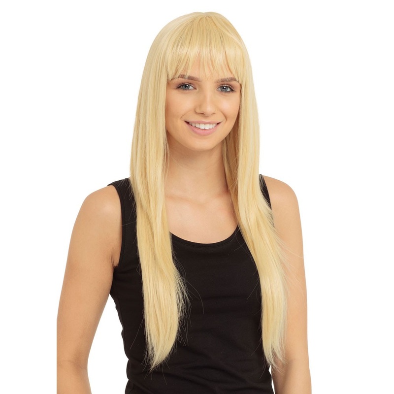 Blonde long hair wig with bangs