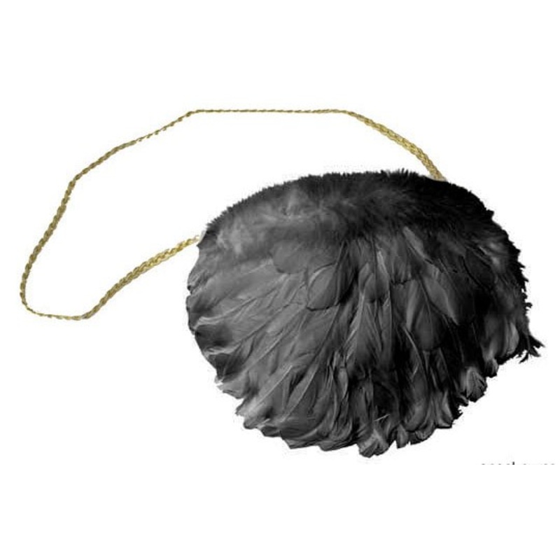 Feather Clutch Bag in Black
