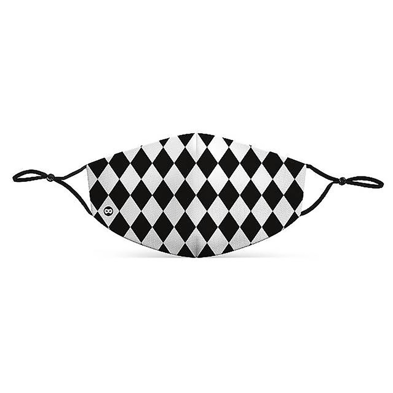 Mouth and nose mask harlequin white-black