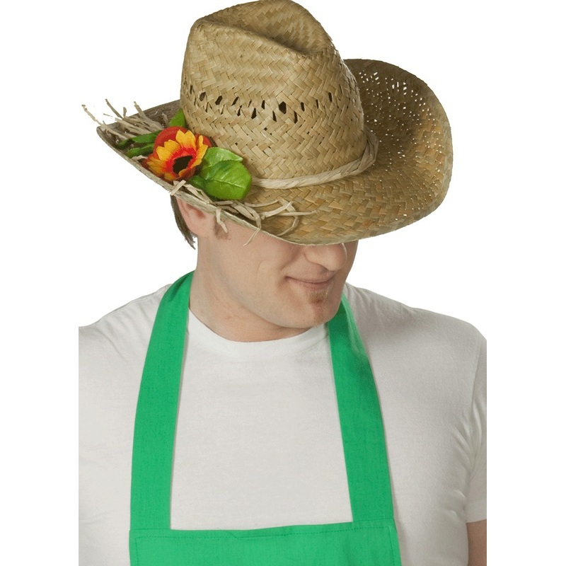 Professional gardener florist straw hat