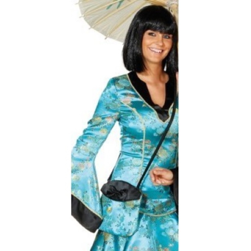 Asian flower bag turquoise