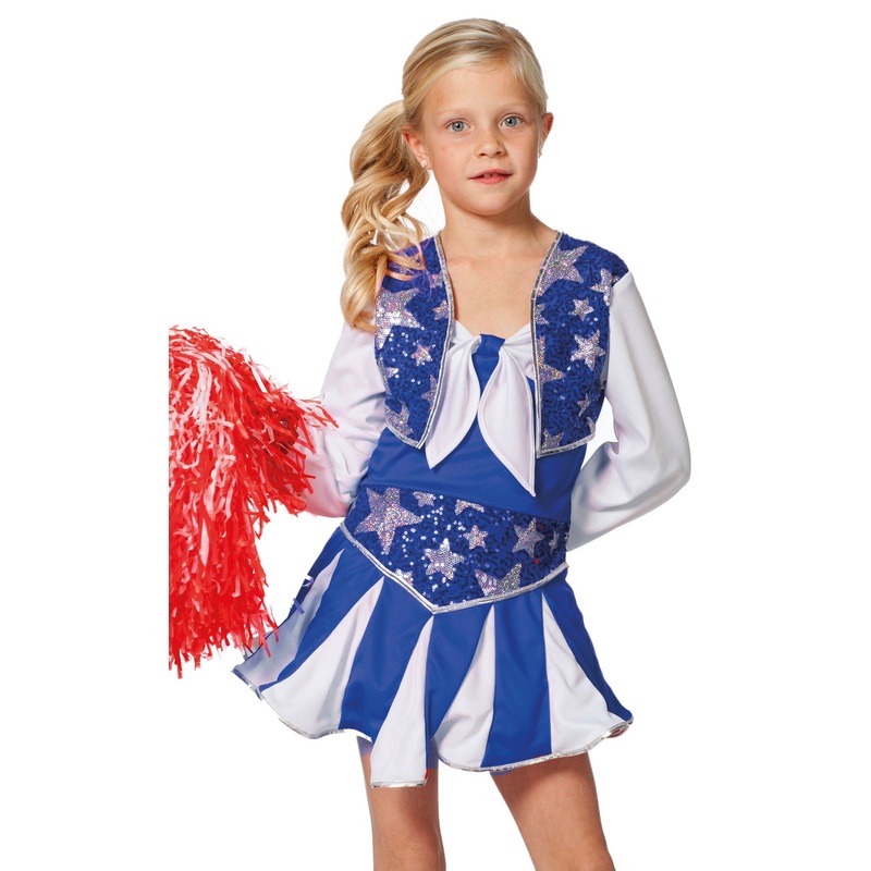 Glittering cheerleader child costume in blue and white 116