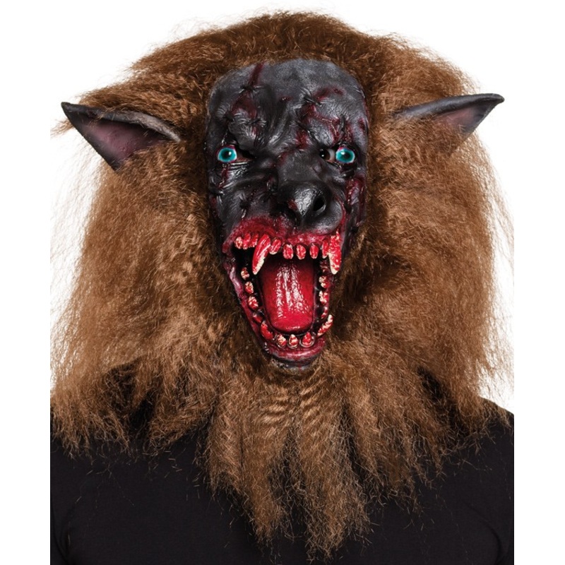 Bloodthirsty werewolf mask with hair