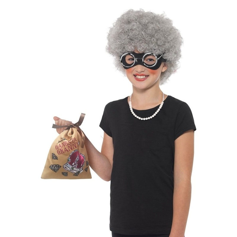 Gangsta Granny costume set 4 pieces