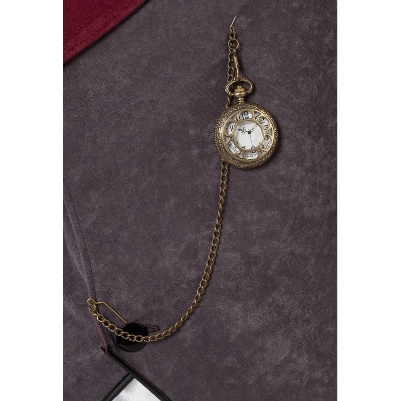 Gold-colored pocket watch with chain