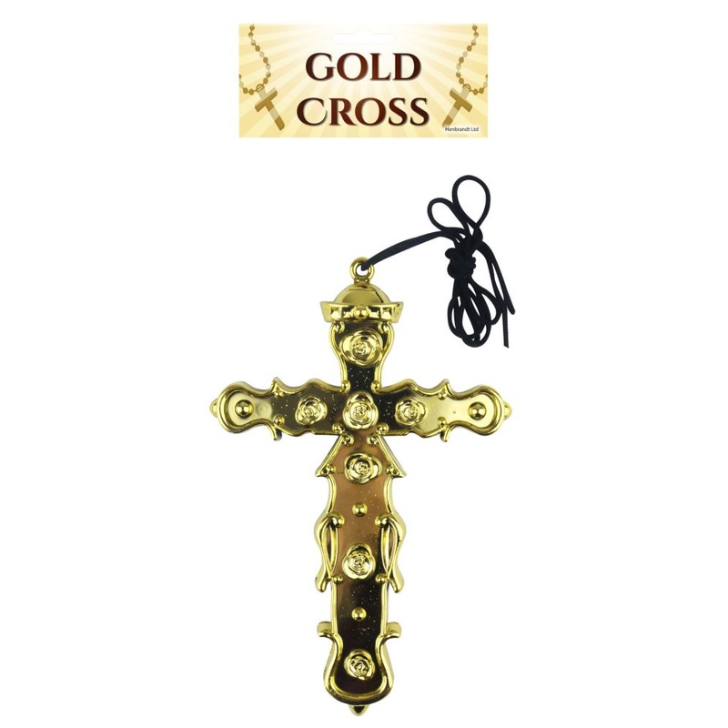 Necklace with golden cross 16cm
