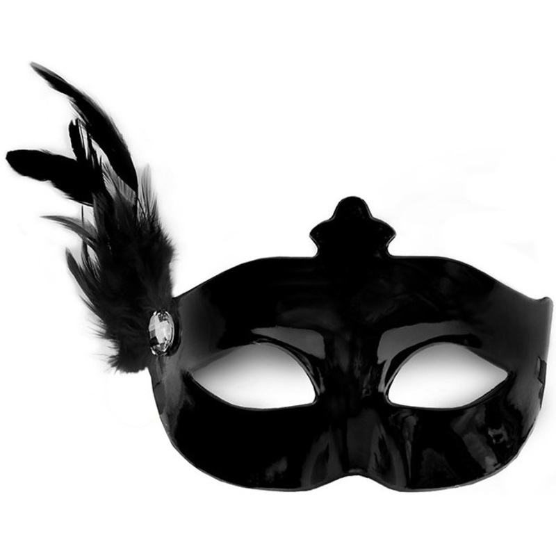 Noble black carnival mask with feather