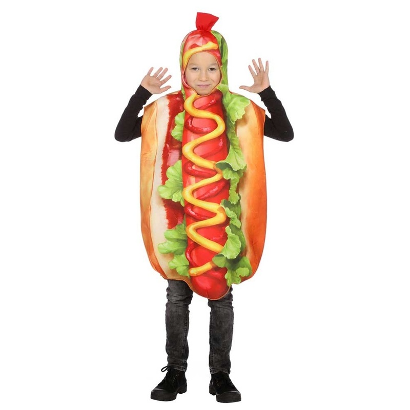 Takes up hot dog child costume