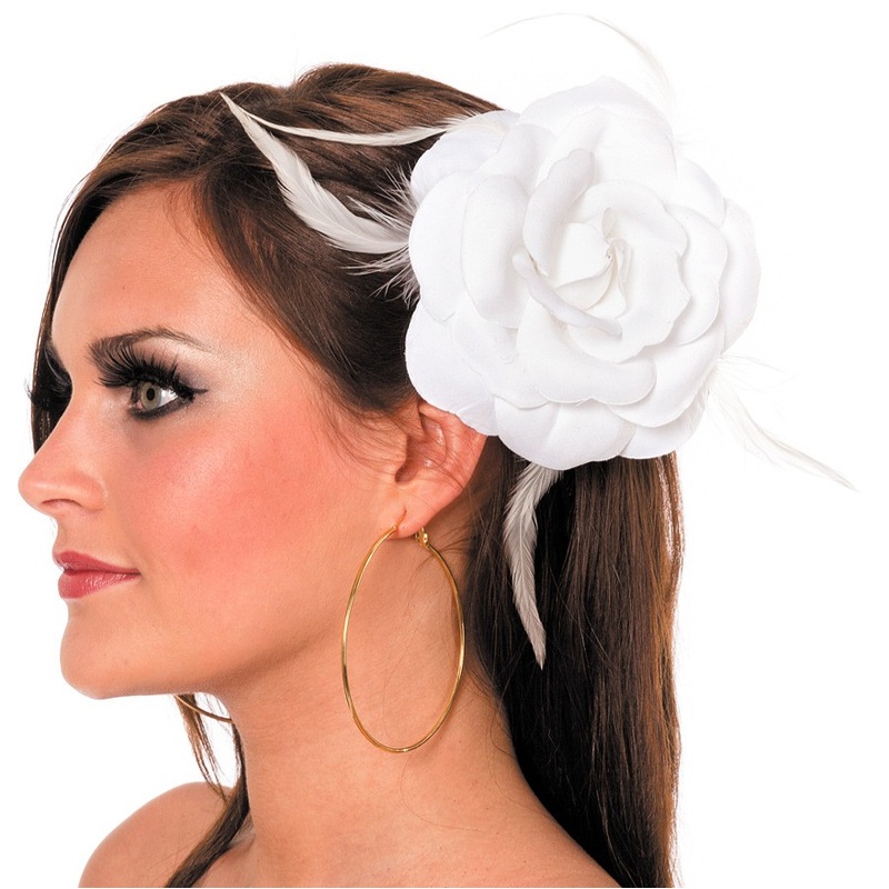 White rose hair tie