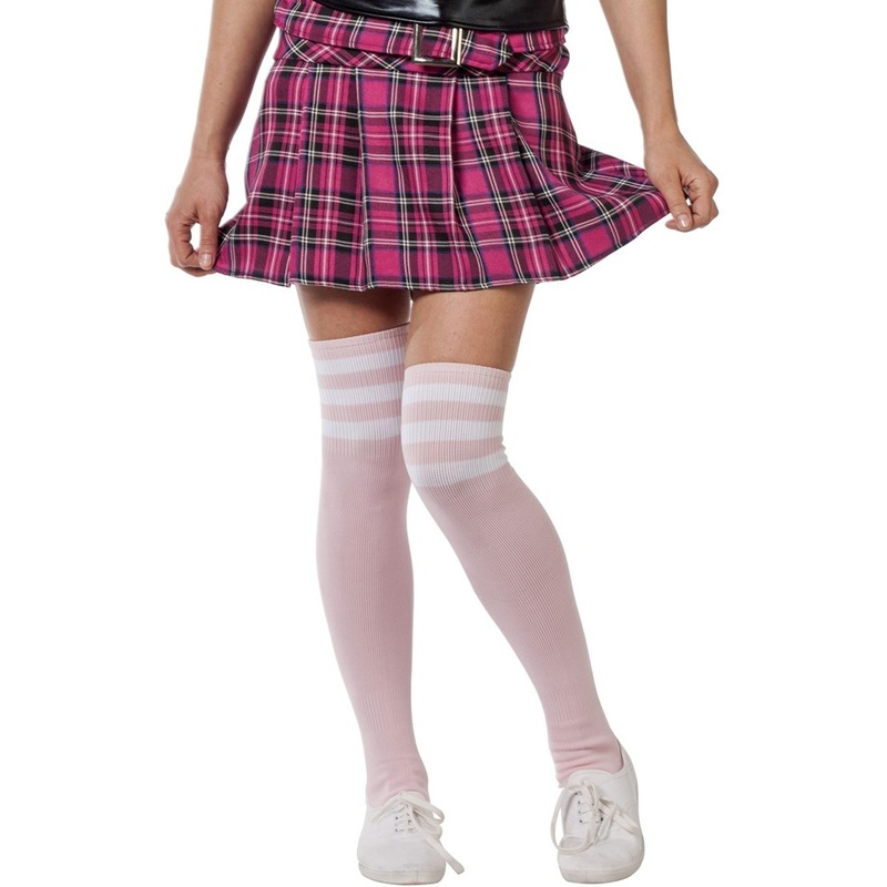 Cheerleaders knee socks in pink and white