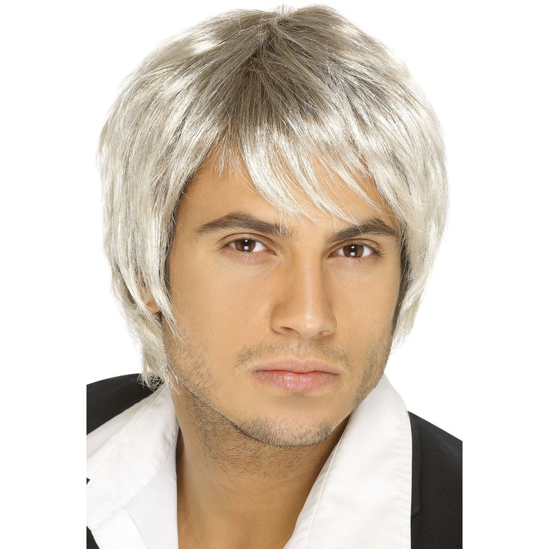 Gray boyband men's wig