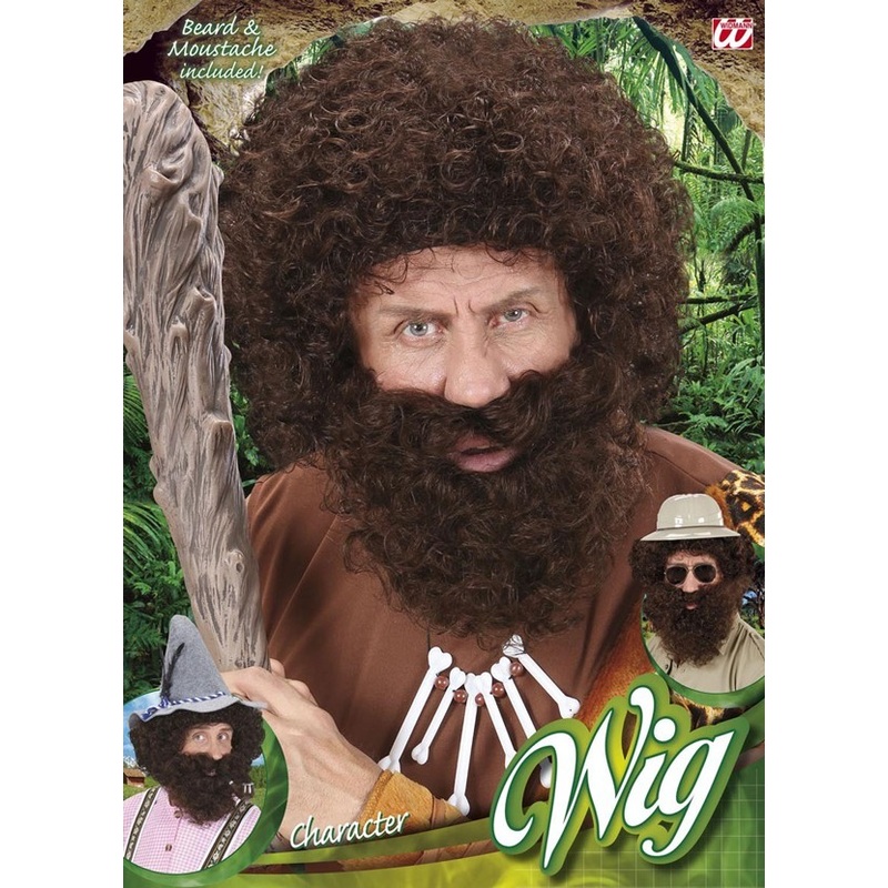 Primeval man wig with full beard