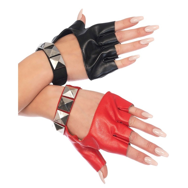 Two-tone gloves with studs