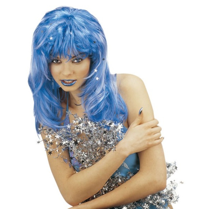 Blue fantasy ladies wig