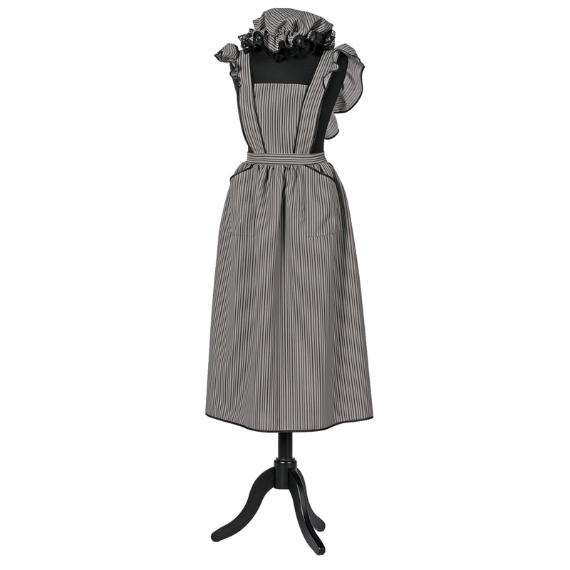 Gray household apron with cap