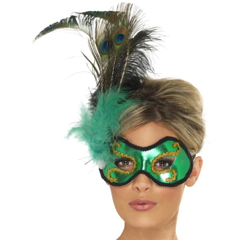 Green elegant peacock mask