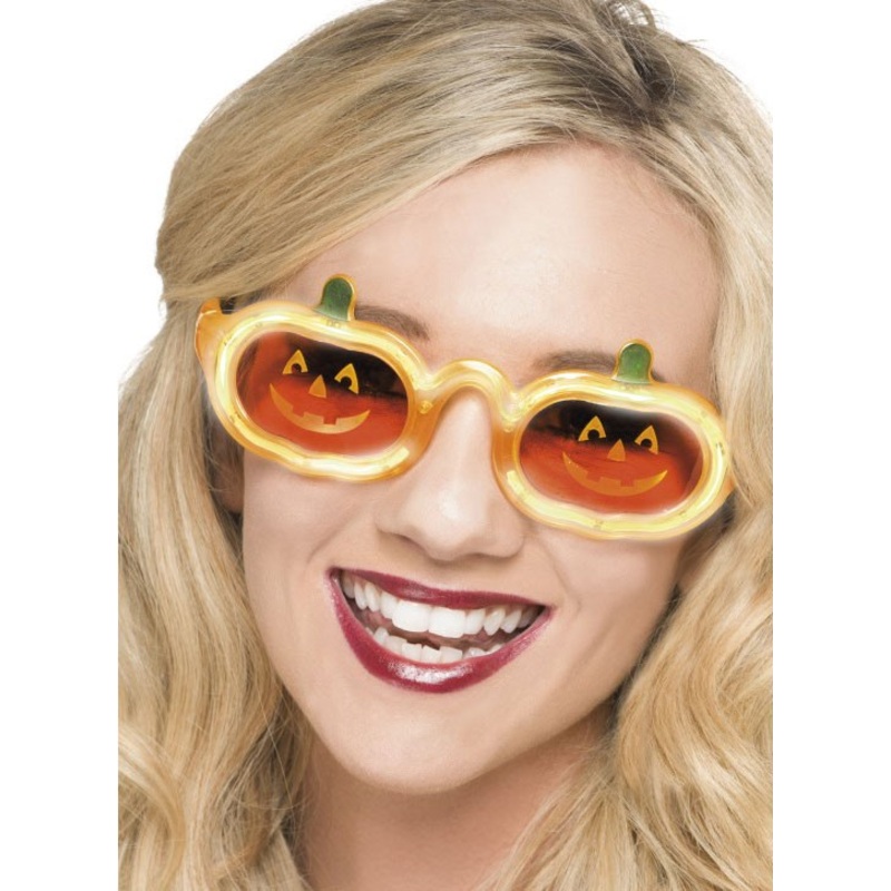 Halloween pumpkin joke item glasses with light function