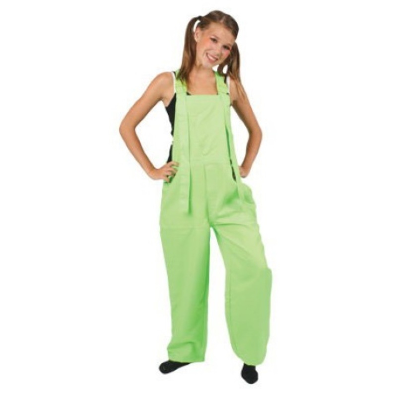 Neon green dungarees for children 128