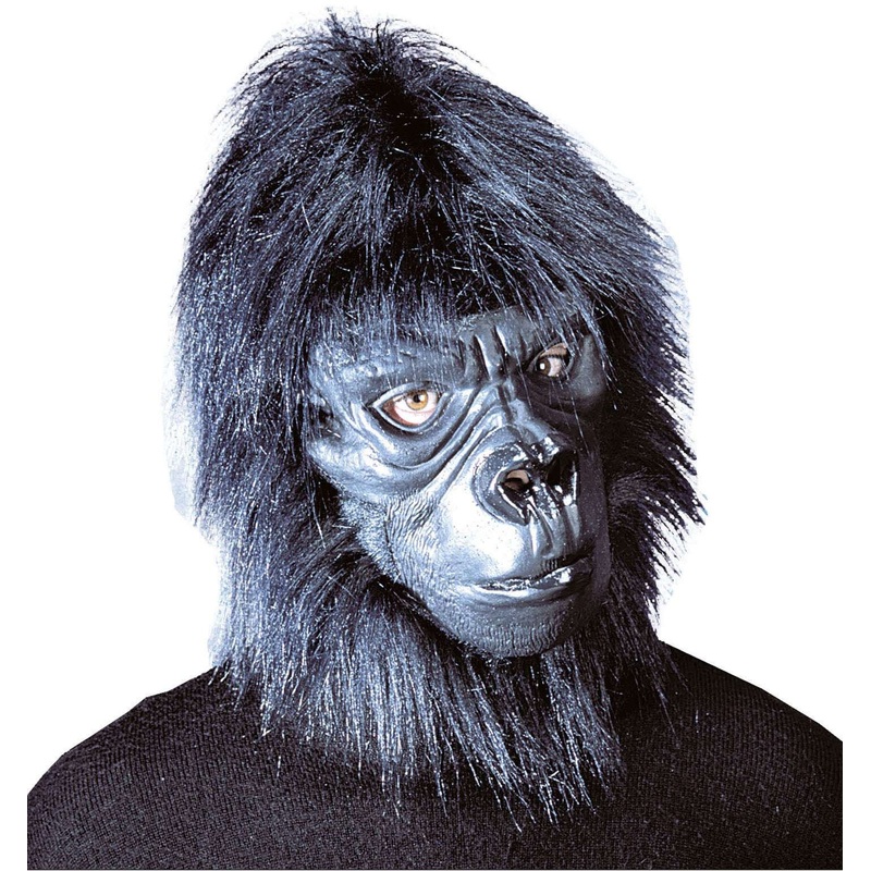 Realistic gorilla head mask with fur trim