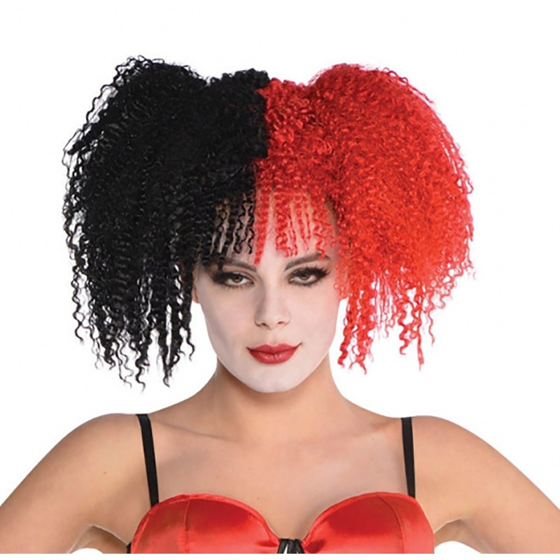 Red harlequin ladies wig
