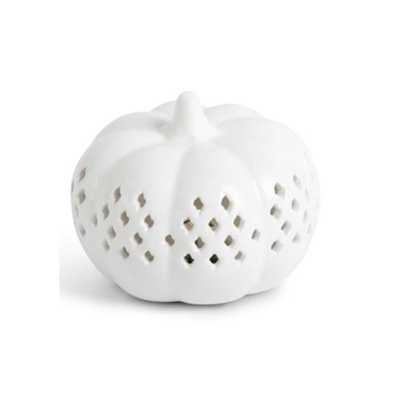 3.5" LED White Ceramic Cutout Pumpkin Decoration Standard