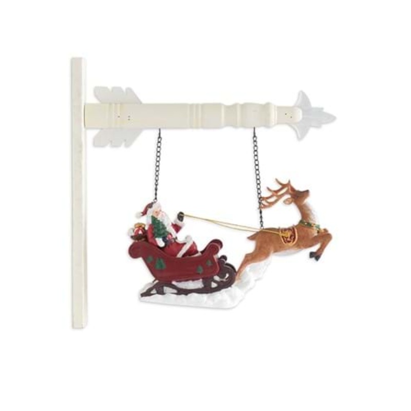 8 Inch Santa Riding Sleigh with Reindeer Arrow Figure Standard