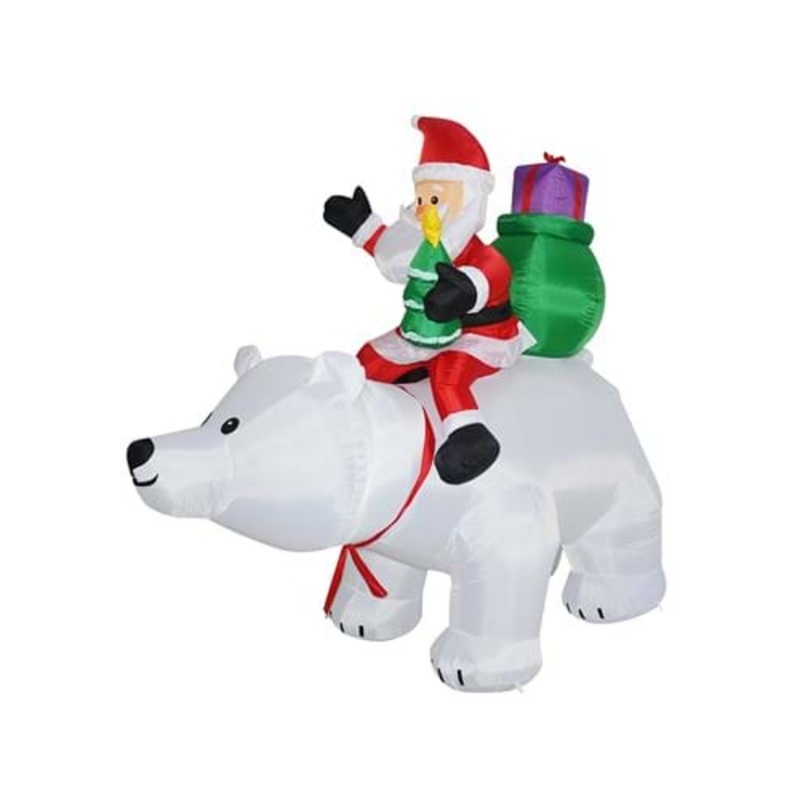Animated 6FT Polar Bear with Santa Inflatable Decoration Standard