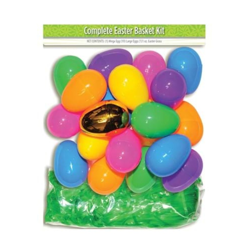 Complete Easter Eggs and Grass Decorative Basket Kit Standard