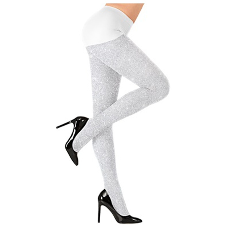 Glitter tights XL white 40DEN