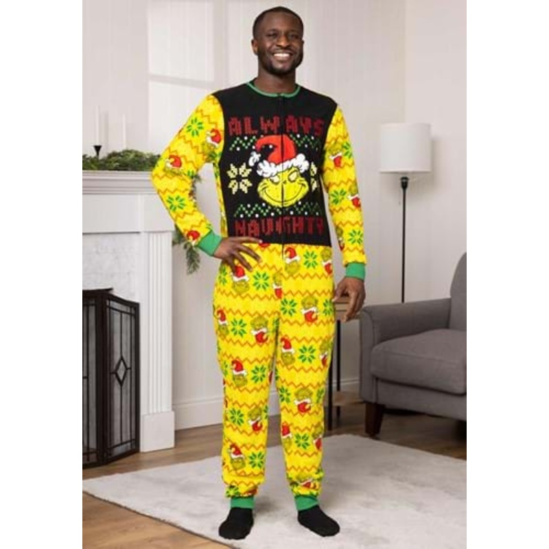 Grinch Always Naughty Ugly Sweater Union Suit for Adults Small