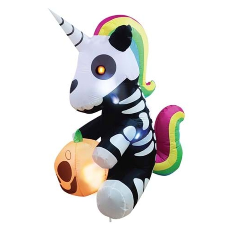 Inflatable 5FT Sitting Skeleton Unicorn Halloween Decoration Standard