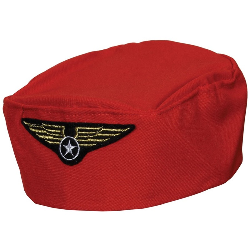Red flight attendant hat