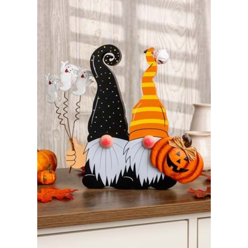 Wooden 10 Inch Halloween Gnomes Decoration Standard
