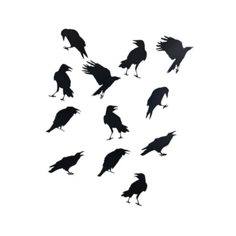 12" Crow Sticker 12 Piece Decoration Set Standard