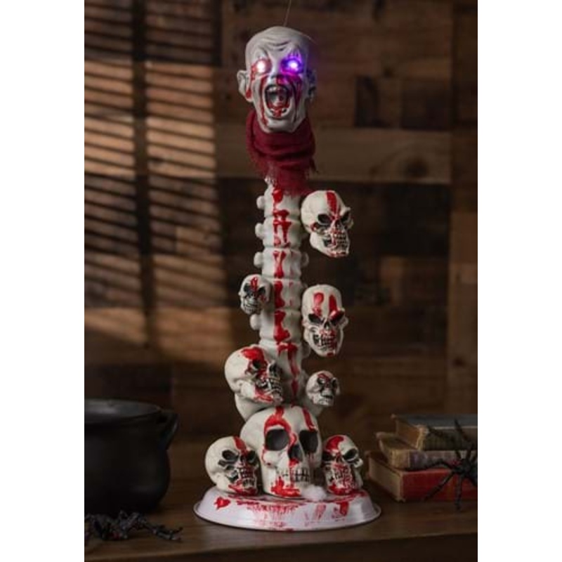 22" Skull Pillar with Light Up Eyes Halloween Decoration Standard