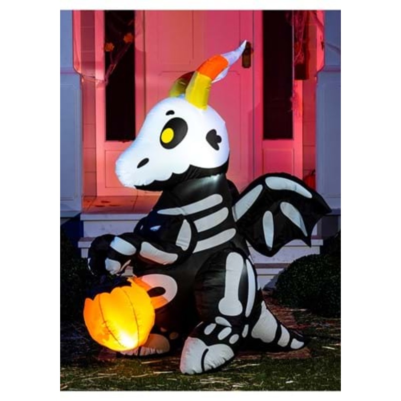 5FT Cute Skeleton Dragon Inflatable Halloween Decoration Standard