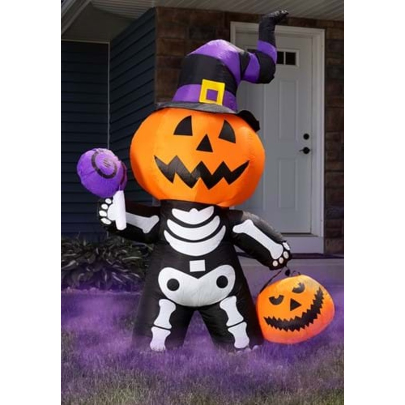 6 Foot Inflatable Pumpkin Skeleton Decoration Standard