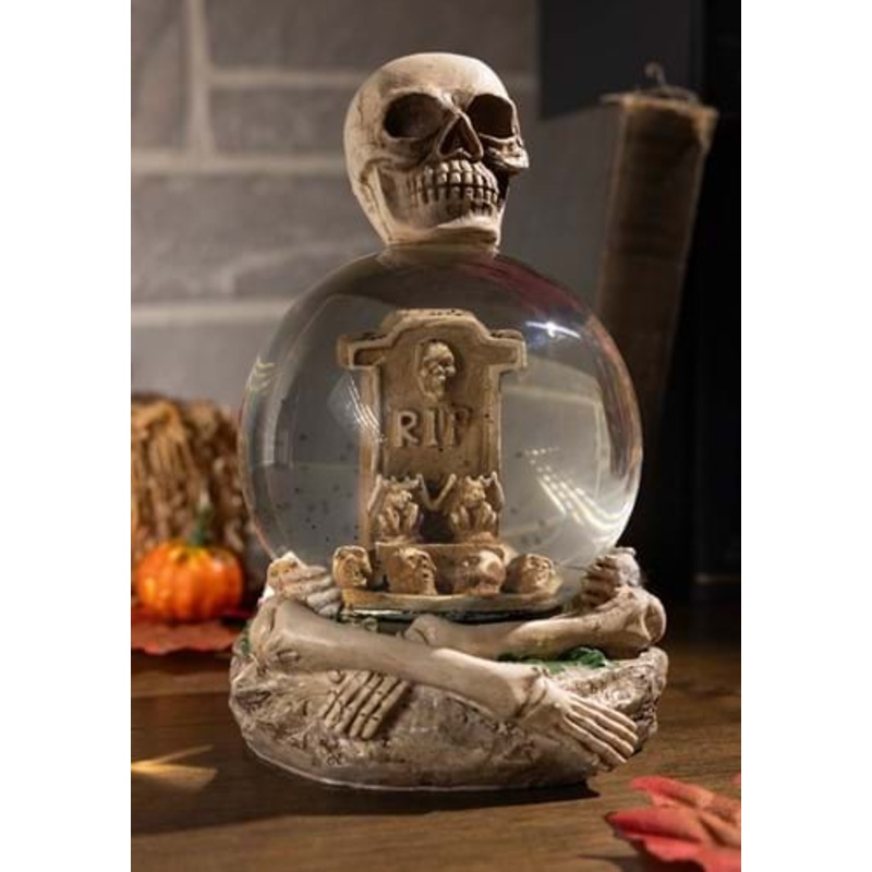 6-Inch Skeleton Water Globe with Tombstone Decoration Standard