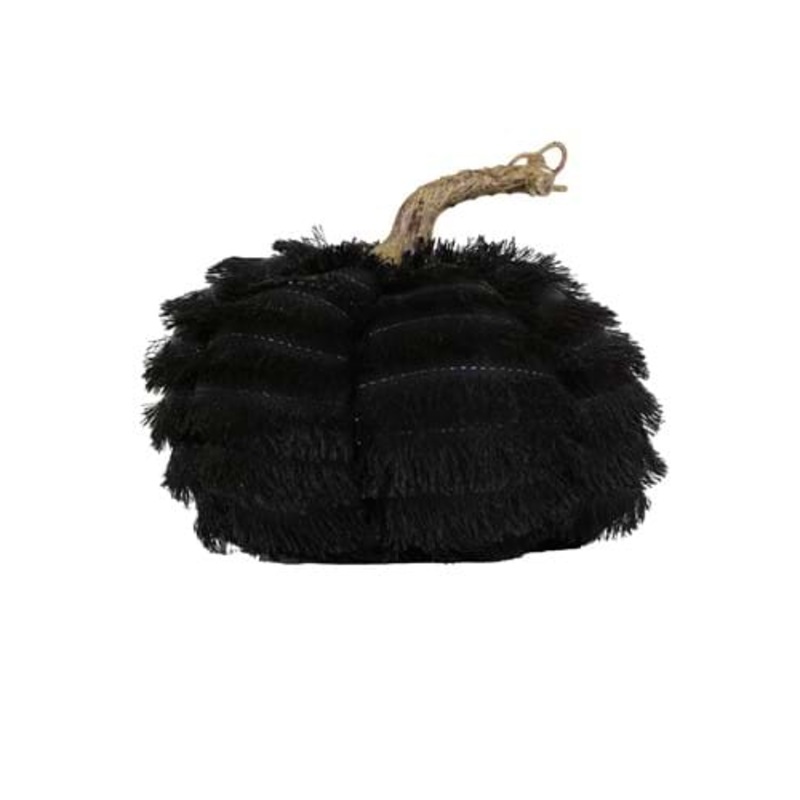 7" Black Eyelash Fringe Pumpkin Halloween Decoration Standard