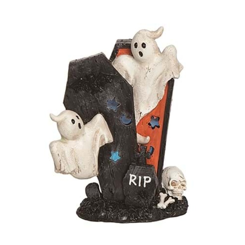 Ghost in Coffin Light Up Decorative Figure Standard